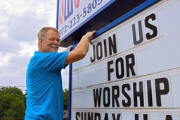 Bryan Fixes the Church Marquee