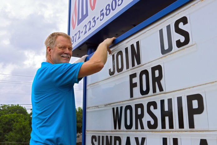 Bryan Fixes the Church Marquee